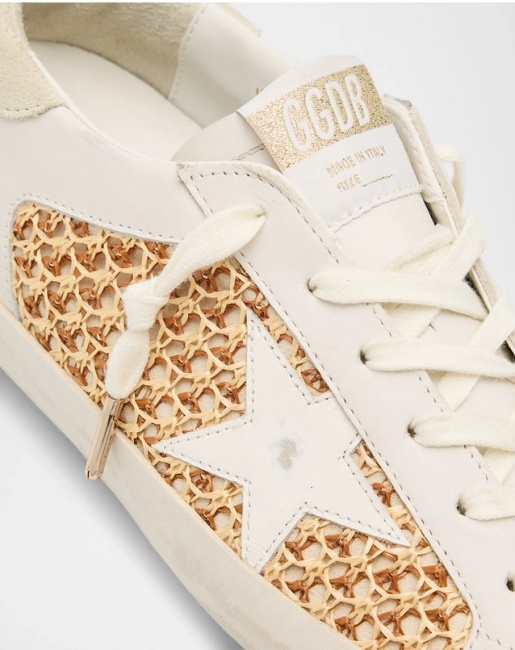 Summer Dressing and Accessories, Easy Beachwear to Glamorous Evening Looks: Top Trends 54 SD 25 GG close up raffia sneakers avail at NM.jpg