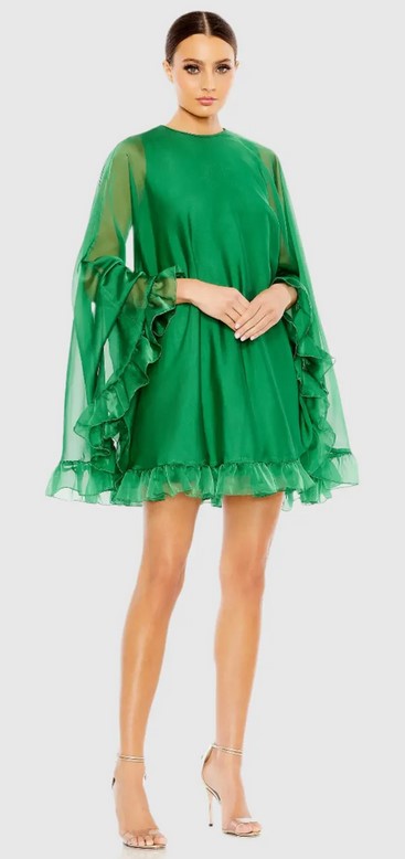 Summer Dressing and Accessories, Easy Beachwear to Glamorous Evening Looks: Top Trends 25 SD 25 MC grn ruffle hem cape mini dress.jpg