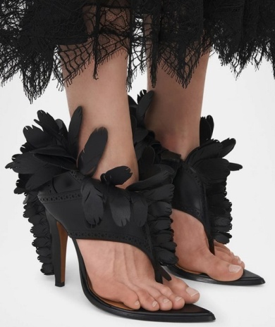 Summer Dressing and Accessories, Easy Beachwear to Glamorous Evening Looks: Top Trends 50 SD 25 MQ avail at NM leather feather thong sandals.jpg